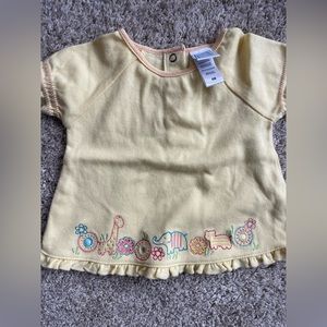 Size 6 months yellow embroidered baby top